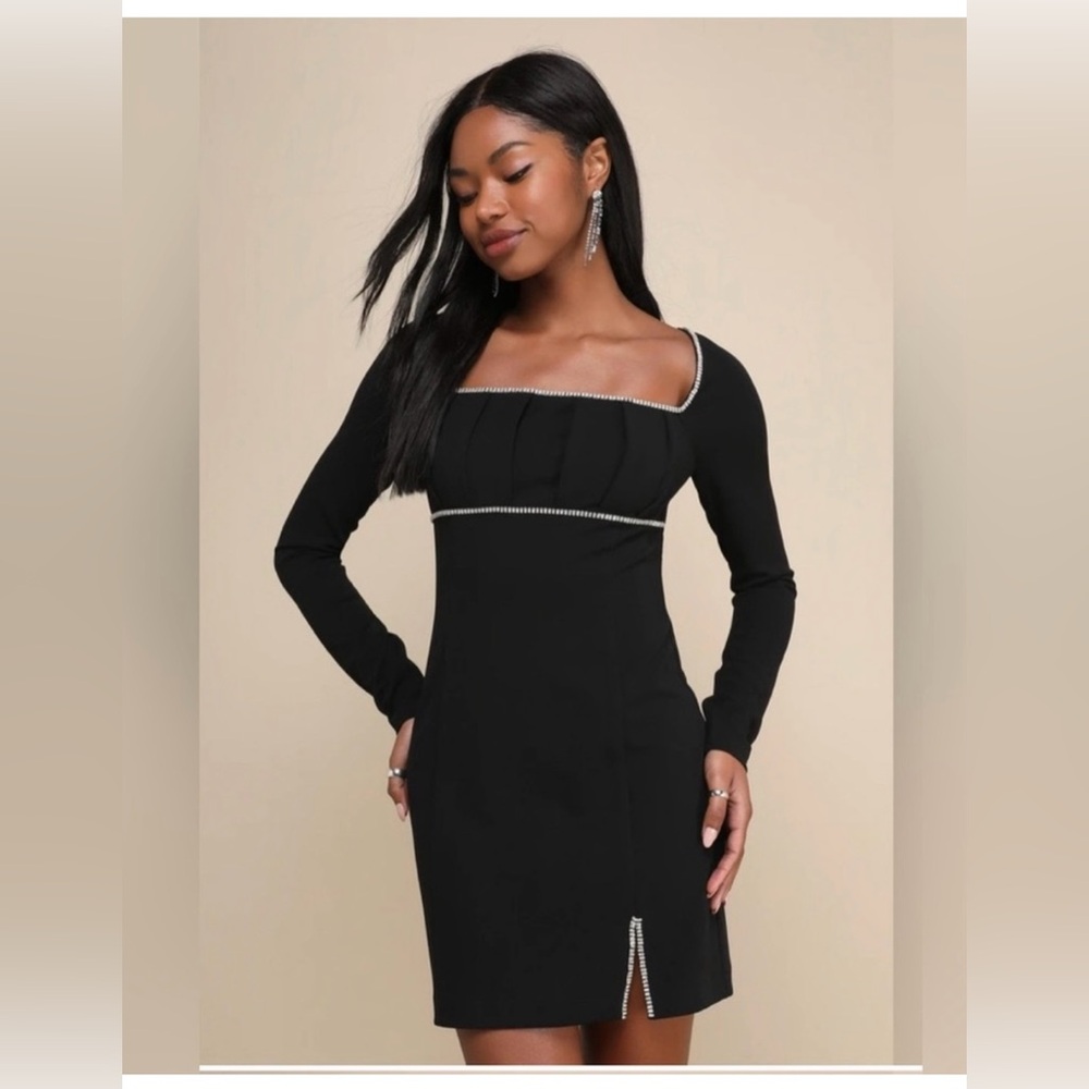Lulu's Black Dress with Gem Details